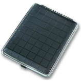 Портсигар, кожа серая-гравировка квадрат