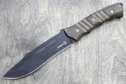 Нож «Катран» 014601 (Stonewash черный.; микарт./текст.; без гард